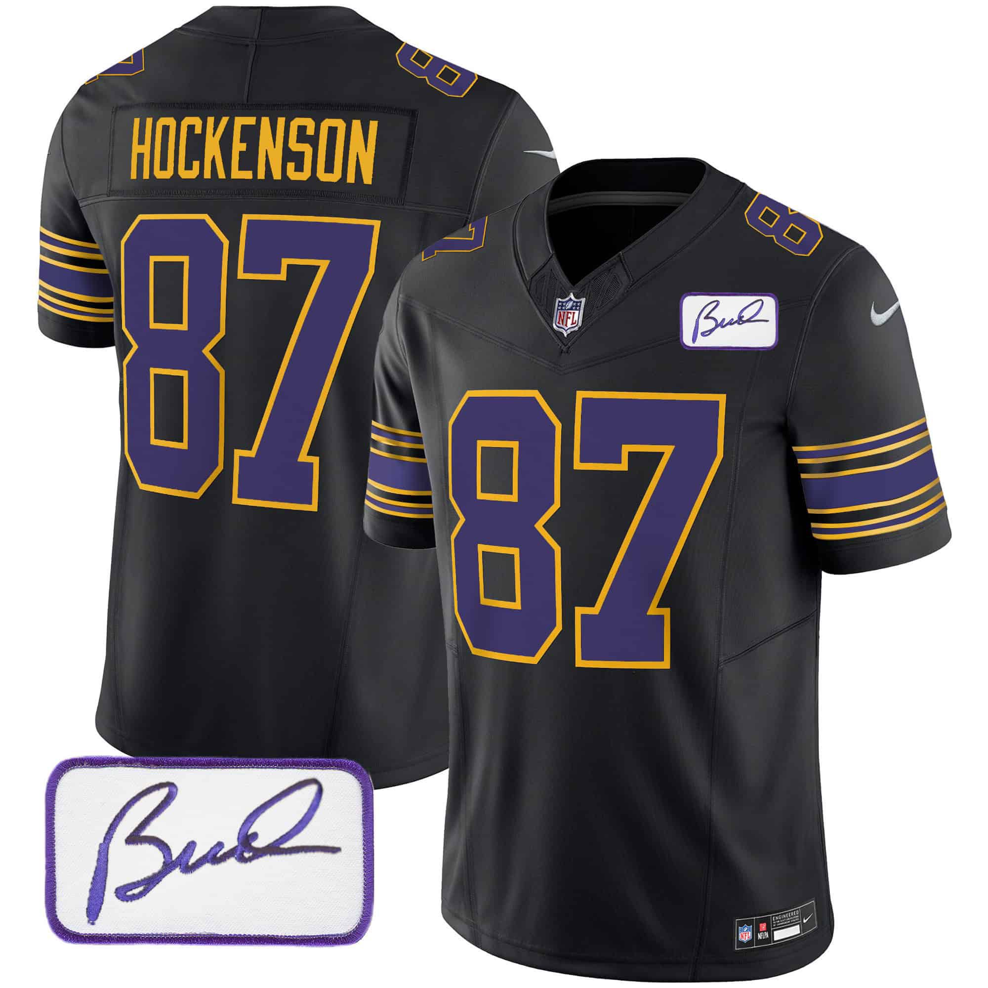 Men Minnesota Vikings 87 Hockenson Black 2024 Nike Bud Grant Patch Classic Limited NFL Jersey